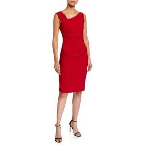 Laundry by Shelli Seagal Red Asymmetrical Neckline Sheath Dress Size 4 NEW